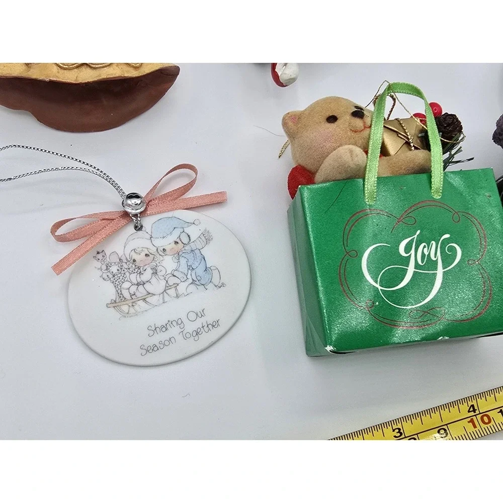 Christmas Ornaments Vtg Lot Angel Precious Moments Glove Snowman‎